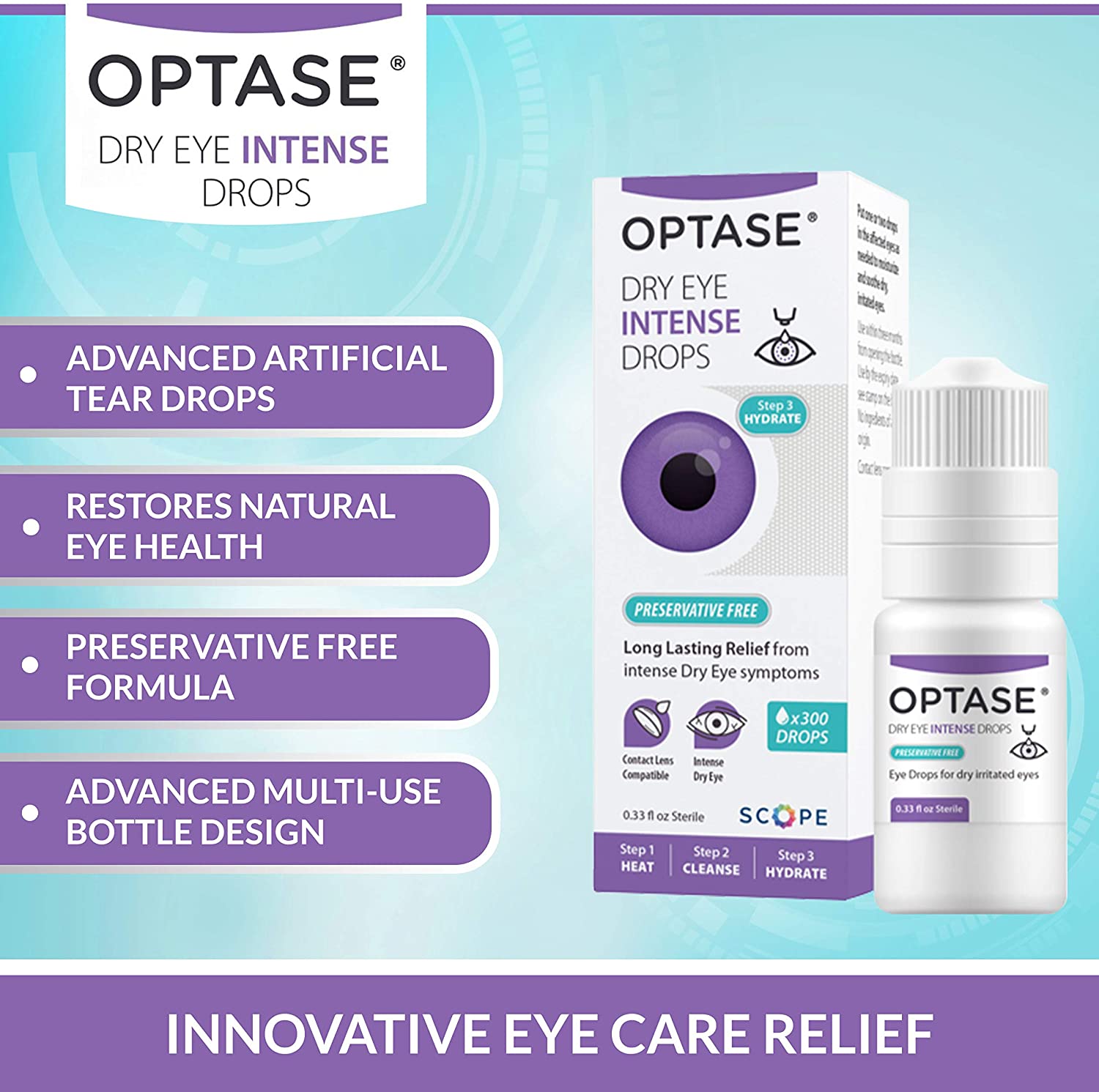Optase Dry Eye Intense Eye Drops - Preservative Free - 0.33 fl oz - 300 dose Bottle