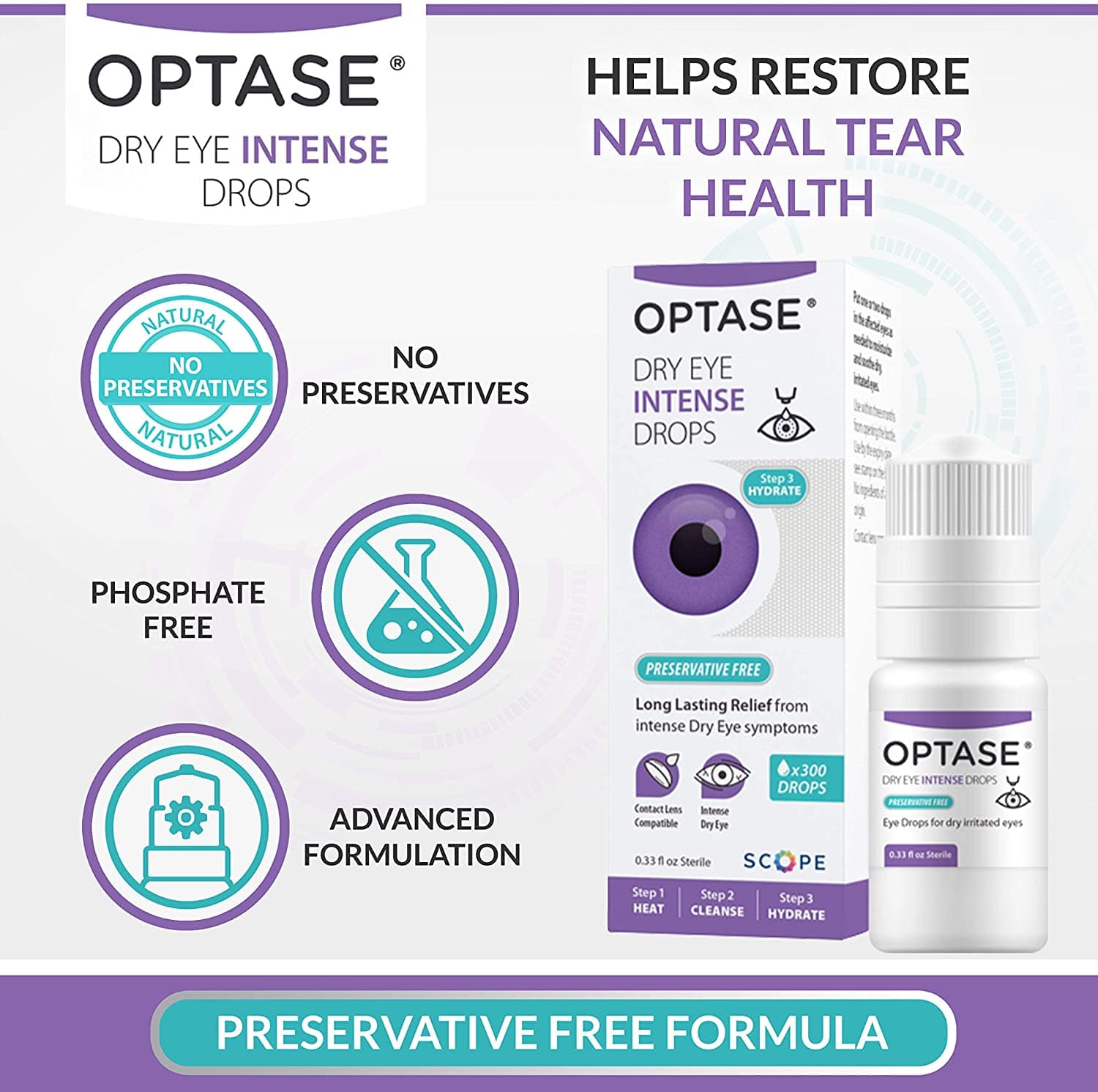 Optase Dry Eye Intense Eye Drops - Preservative Free - 0.33 fl oz - 300 dose Bottle