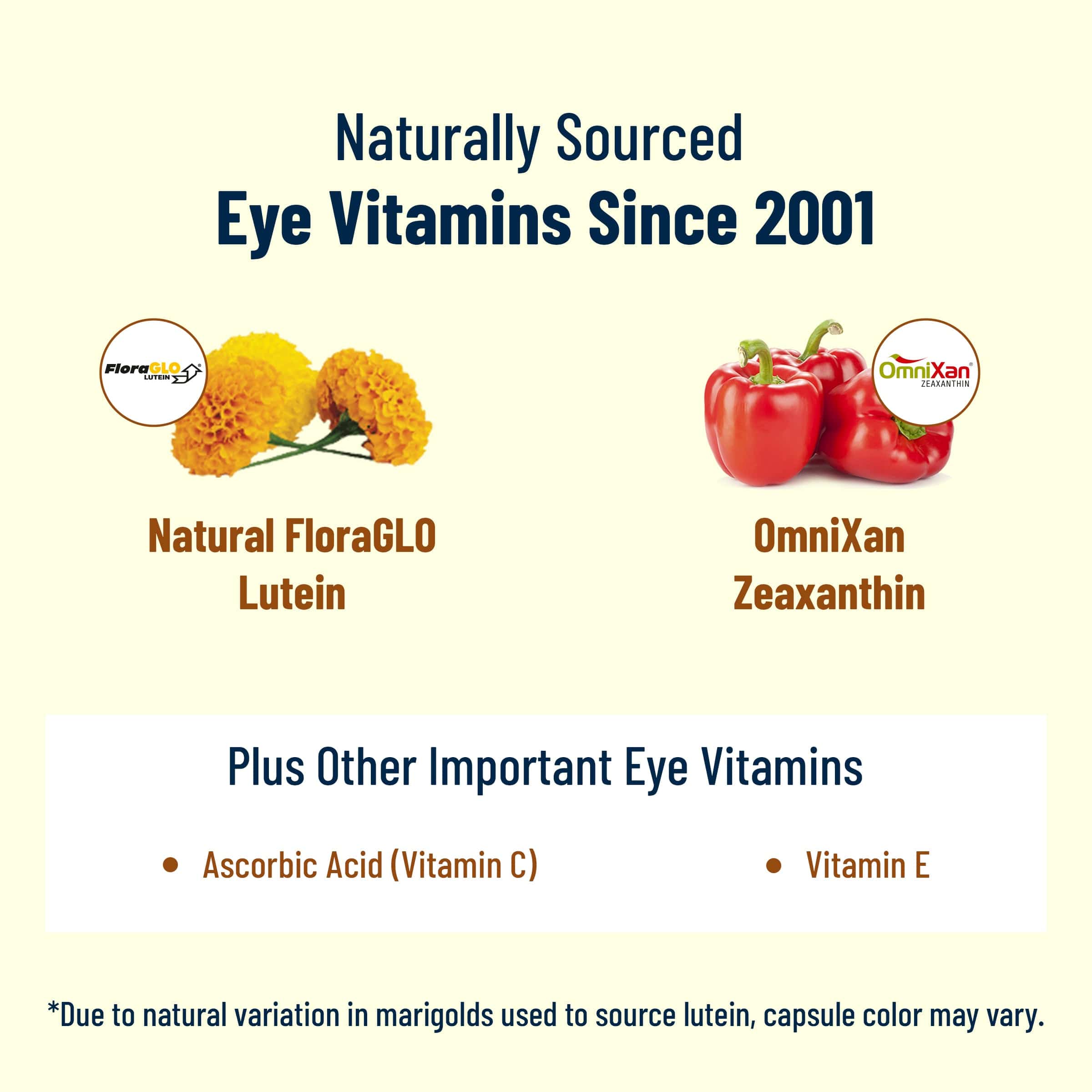 Naturally-sourced, vegetarian, no-zinc AREDS 2