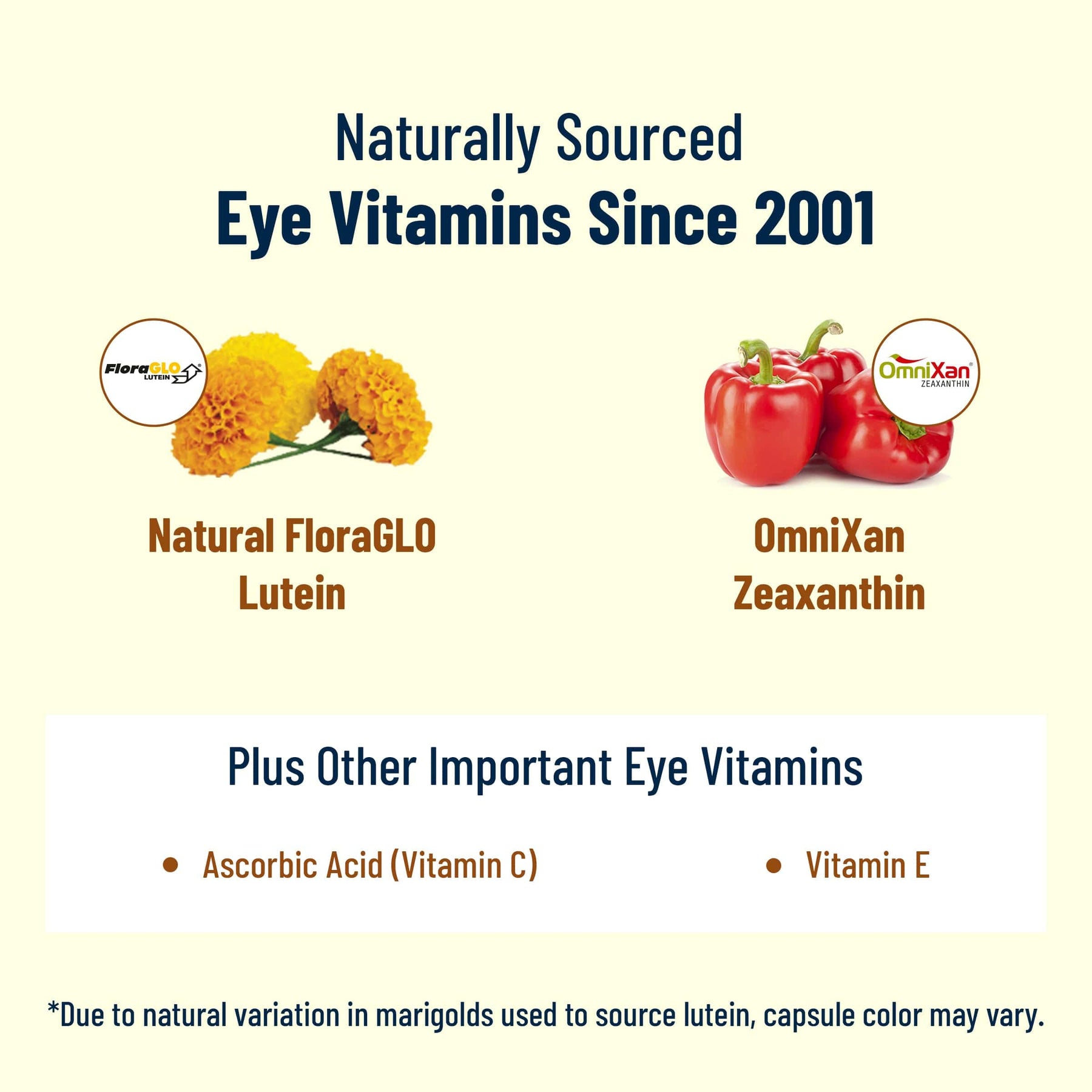 Naturally-sourced, vegetarian, no-zinc AREDS 2