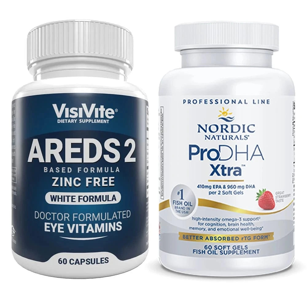 AREDS2 Zinc-Free White and Nordic Naturals® ProDHA Xtra Bundle - 1 month supply